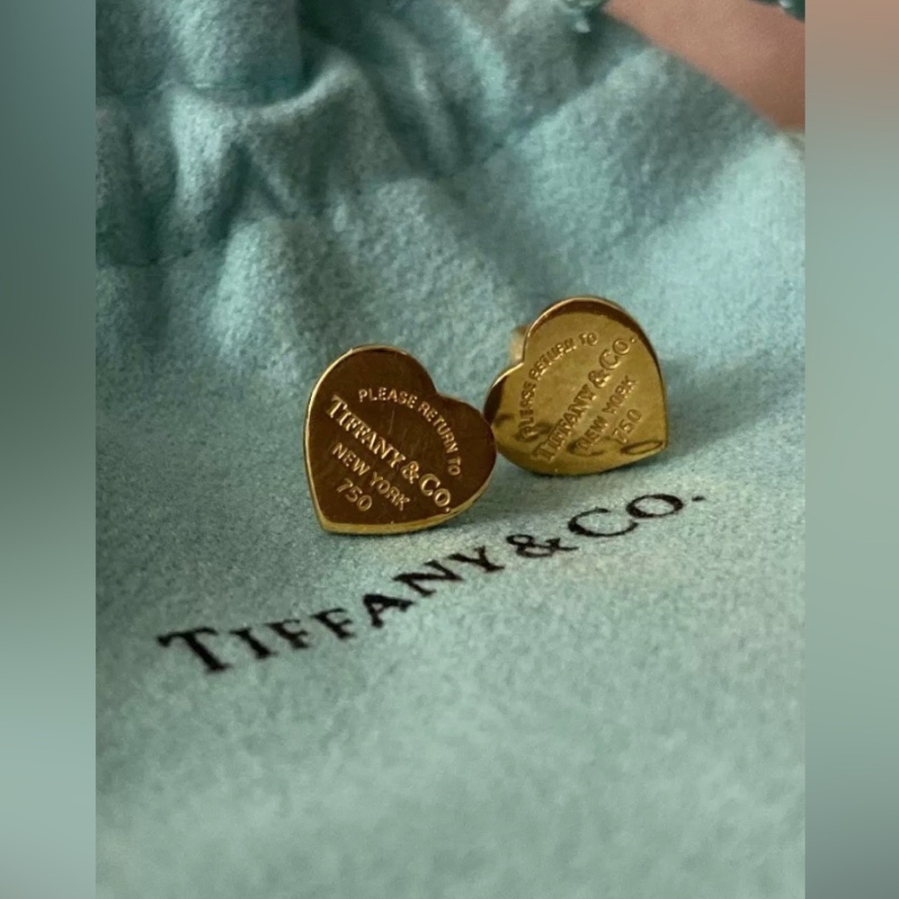 Tiffany and Co. heart tag earrings. Gold